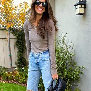 Agolde small scoop neck long sleeve tee size SM